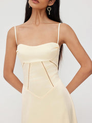 Satin Lace Up Tie Back Knotted Maxi Dress