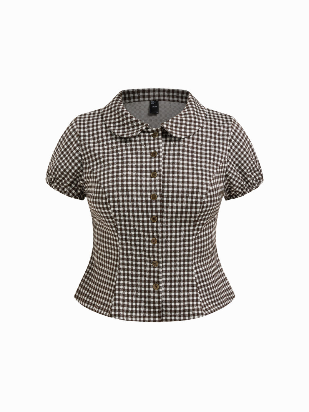 Peter Pan Collar Gingham Puff Sleeve Blouse Curve & Plus