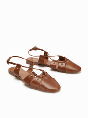 STUDDED ADJUSTABLE STRAP SLINGBACK FLATS