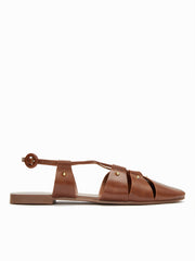 STUDDED ADJUSTABLE STRAP SLINGBACK FLATS