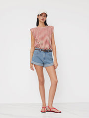 Round Neckline Stripe Bodysuit