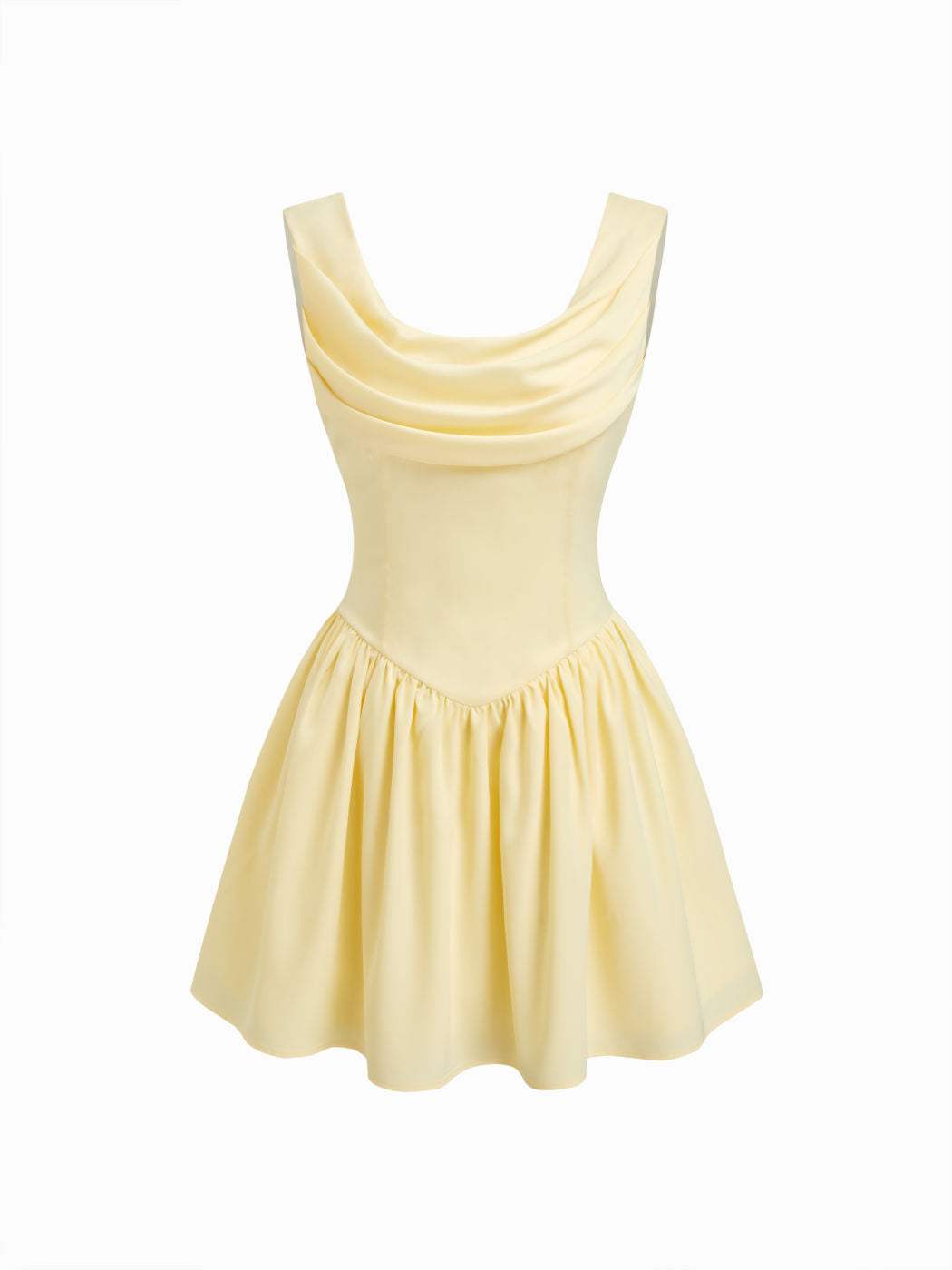 Cowl Neck Ruffle Lace Up Mini Dress