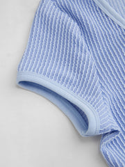 Asymmetrical Neck  Stripe Button Through Tee