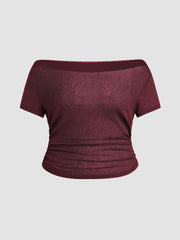 Off-shoulder Ruched Short Sleeve Tee & Cami Top Curve & Plus
