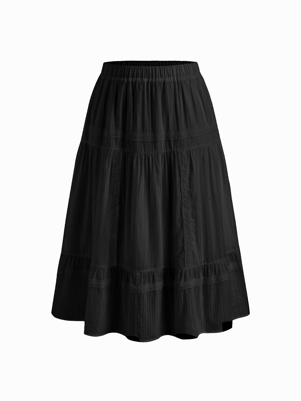 Cotton Mid Rise Embroidery Ruffle Maxi Skirt Curve & Plus