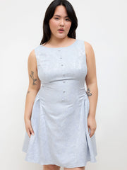 Boat Neck Jacquard Ruffle Mini Dress Curve & Plus
