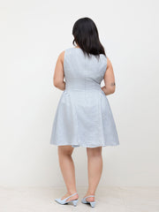 Boat Neck Jacquard Ruffle Mini Dress Curve & Plus