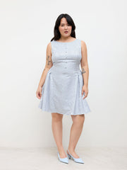 Boat Neck Jacquard Ruffle Mini Dress Curve & Plus