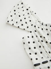 Square Neck Polka Dot Knotted Short Sleeve Top
