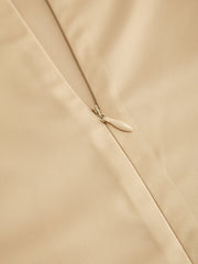 Satin Stand Collar Ruched Draped Maxi Dress