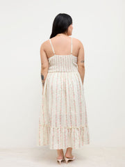 Cotton V-neck Floral Shirred Maxi Dress Curve & Plus
