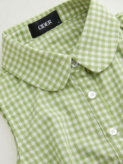 Peter Pan Collar  Gingham Knotted Tank Top