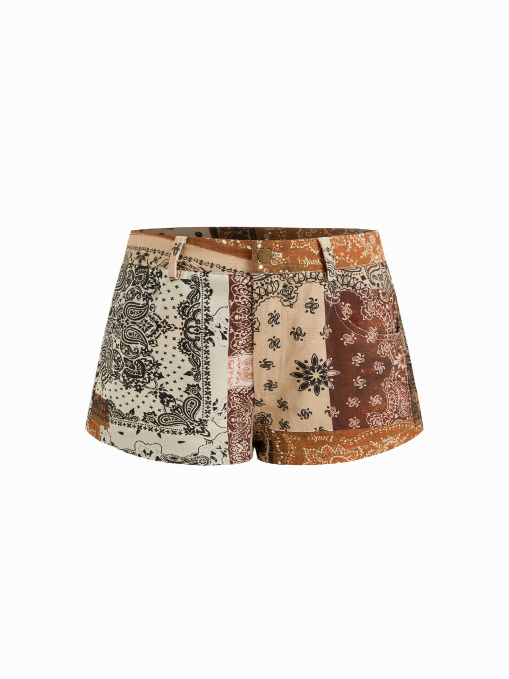 Cotton Low Rise Paisley Micro Shorts