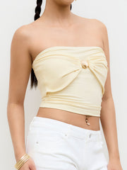 Shell Metal Detail Ruched Bandeau Top