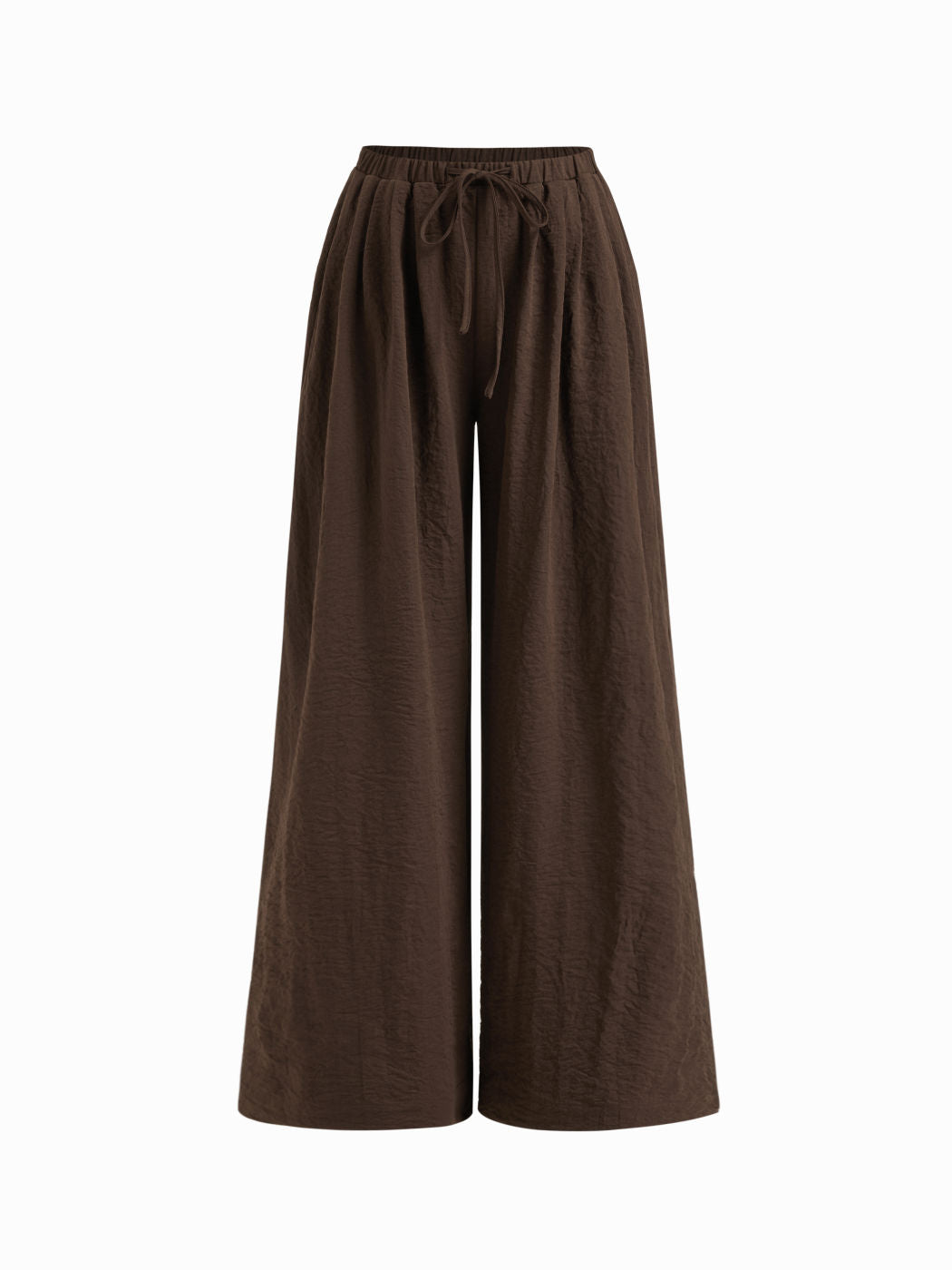 Low Rise Elastic Waist Knotted Wide Leg Trousers