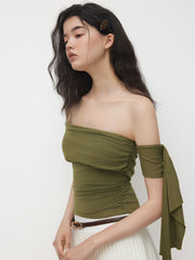 Off-shoulder Ruched Top
