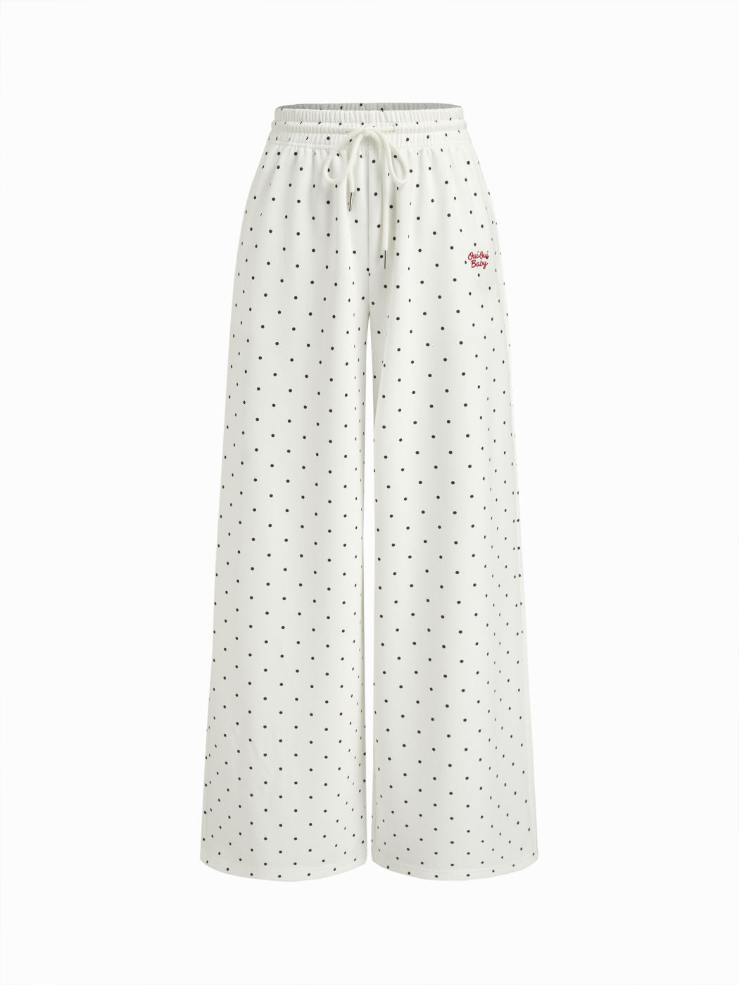 Terry Mid Rise Polka Dot Pull-On Drawstring Pants