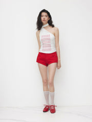Asymmetrical Neckline AMOUR Graphic Top With Scarf
