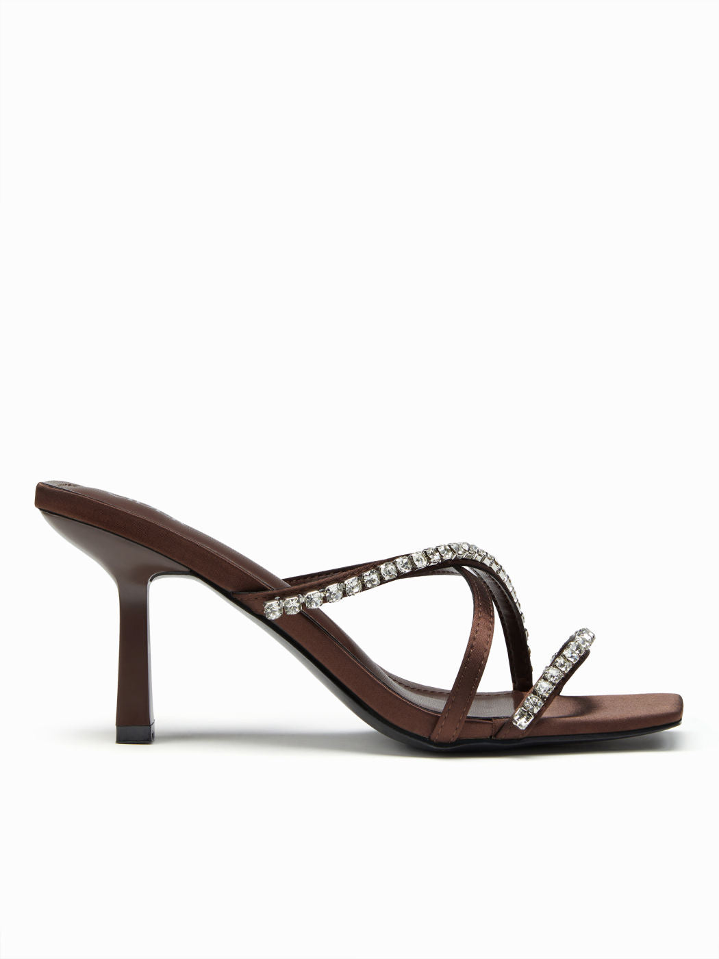 RHINESTONE DECOR STRAP HEELED SANDALS