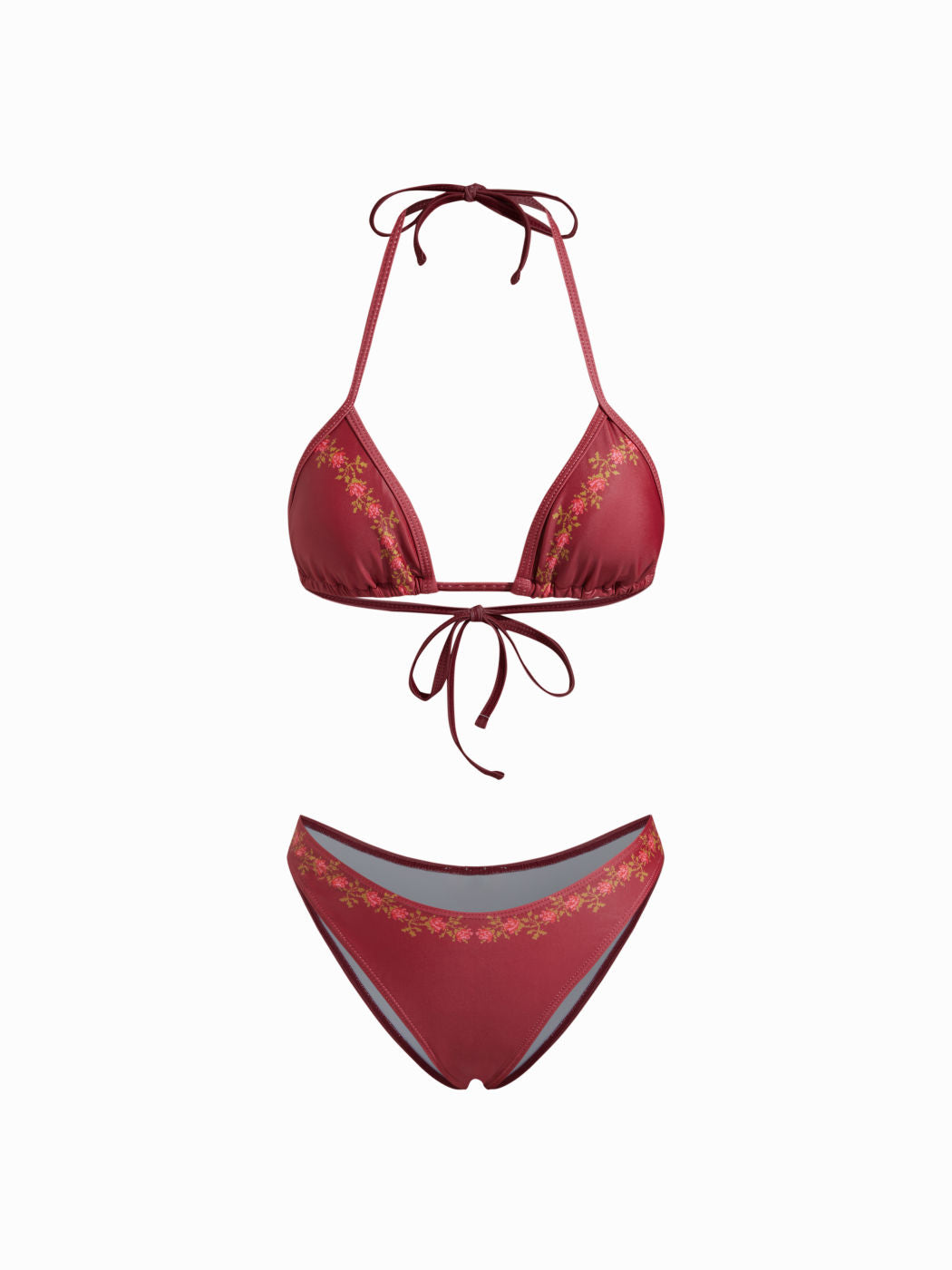 V-neck Floral Halter Bikini Set