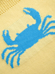 Knit V-neck Crab Hollow Out Contrasting Binding Oversized Top