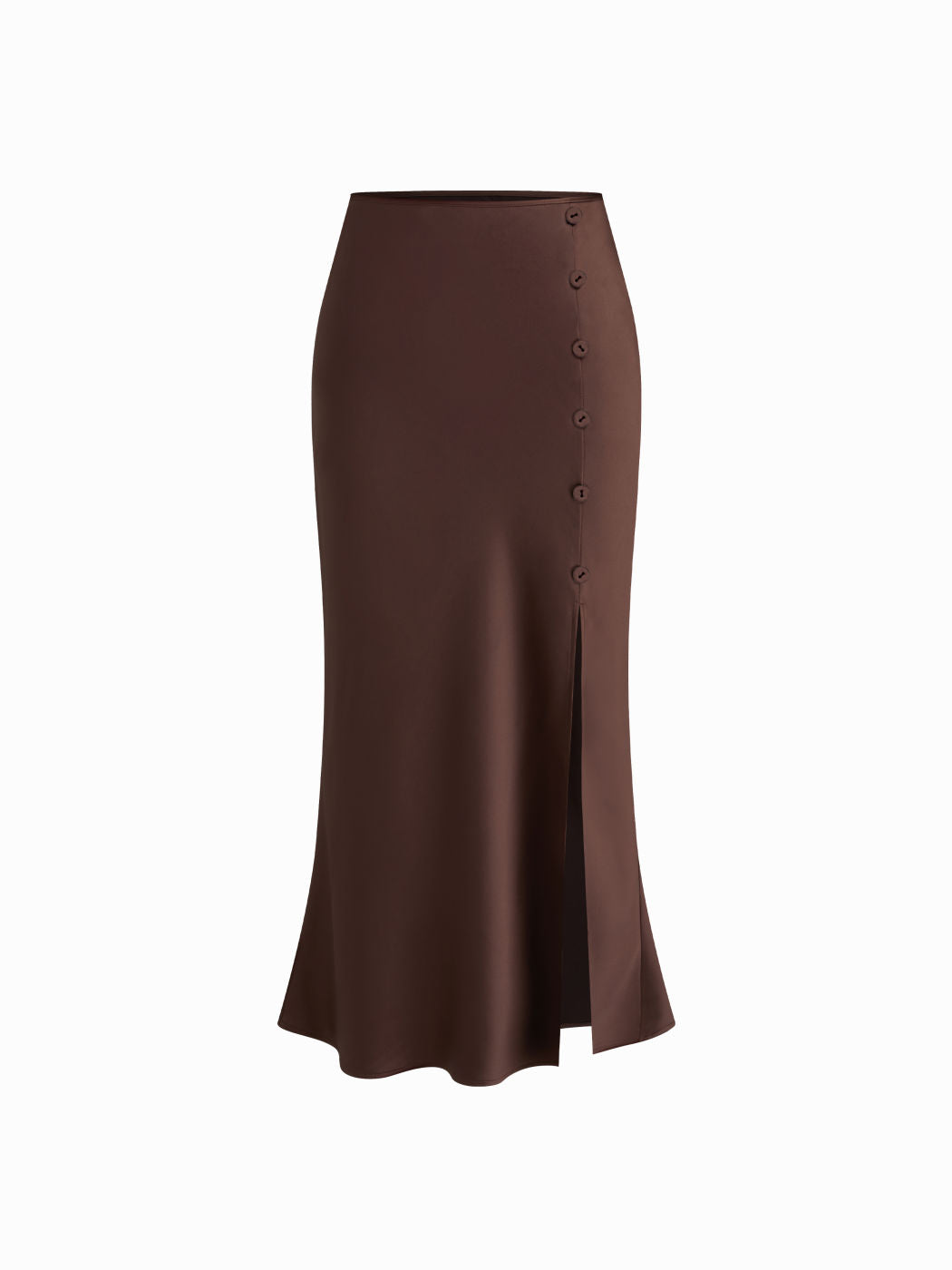 Satin Mid Rise Split Side Mermaid Midi Skirt