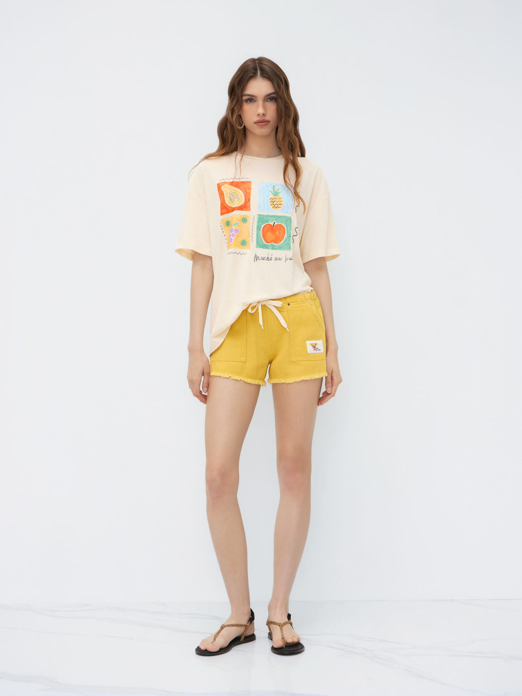 Cotton-blend Fruit Graphic Oversized Tee