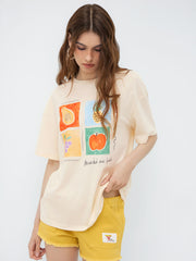 Cotton-blend Fruit Graphic Oversized Tee