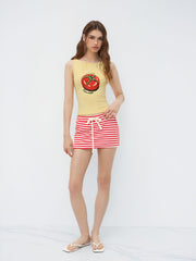 Boat Neck Tomato Graphic Tank Top
