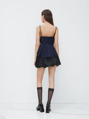 Square Neck Tie Front Knotted Pleated Cami Top