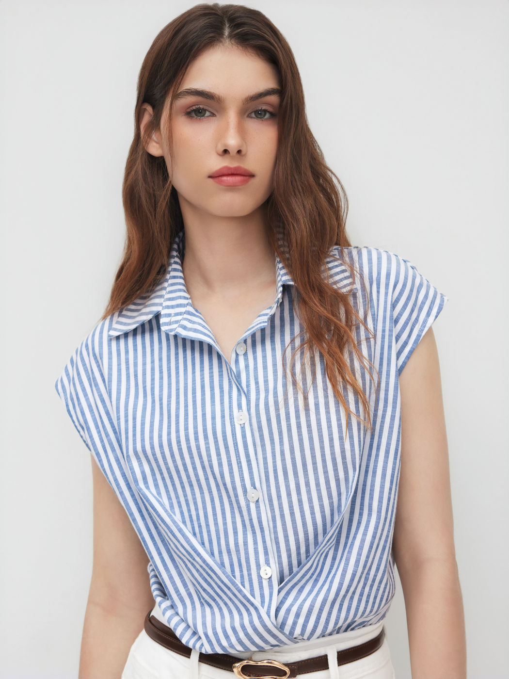 Cotton-blend Polo Stripe Shirt Bodysuit