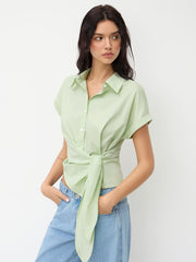 100% Cotton Polo Draped Shirt