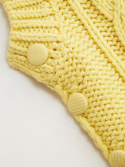 Cable Knit V-neck Side Button Vest