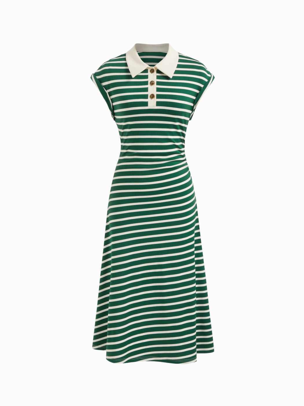 Polo Neck Stripe Midi Dress