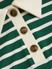 Polo Neck Stripe Midi Dress
