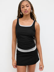 Scoop Neckline Two tone Ruched Tank Top