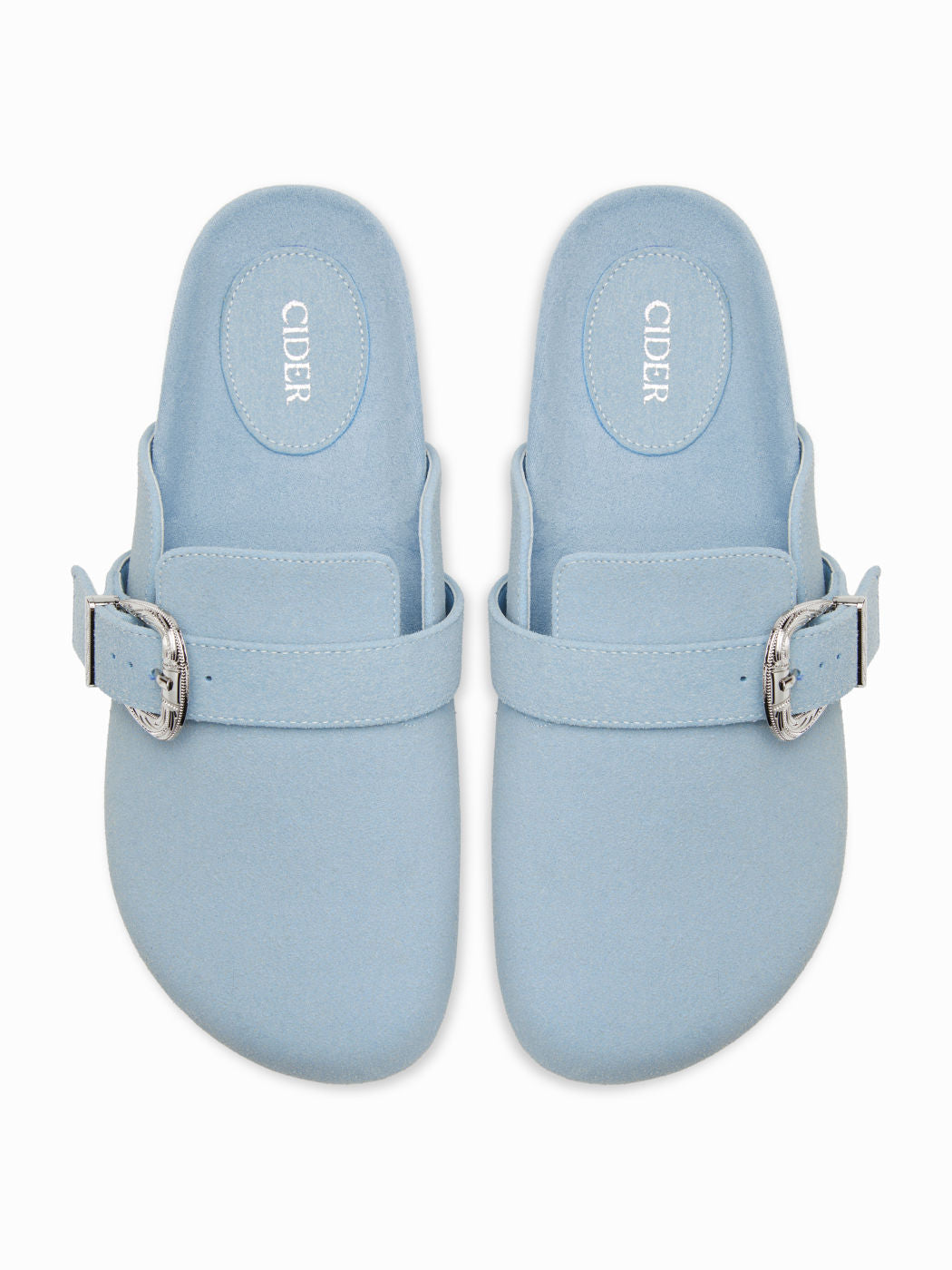 BUCKLE FAUX SUEDE MULE FLATS
