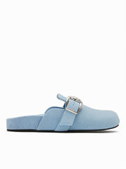 BUCKLE FAUX SUEDE MULE FLATS