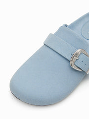 BUCKLE FAUX SUEDE MULE FLATS