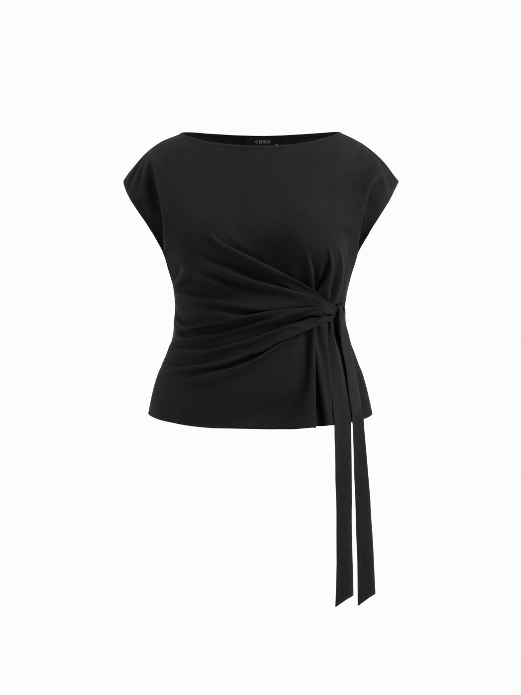 Boat Neck Stripe Knotted Top Curve & Plus