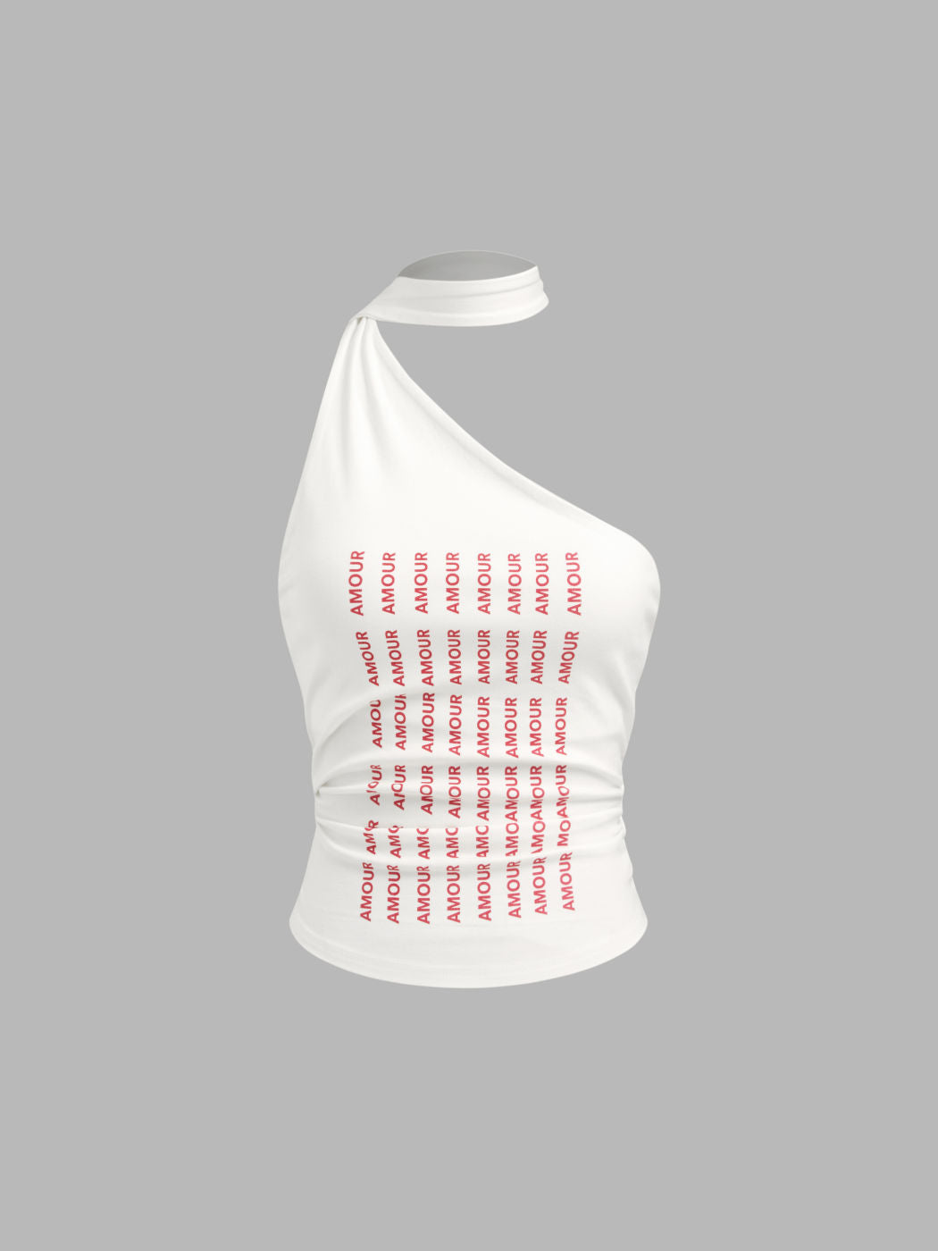Asymmetrical Neckline AMOUR Graphic Top With Scarf