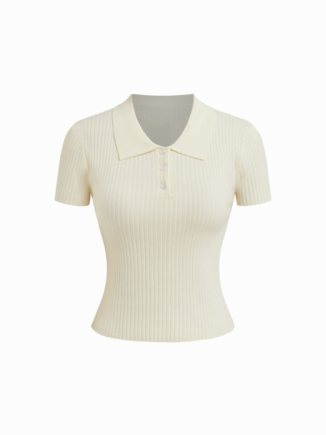 Knit Polo Neck Short Sleeve Top