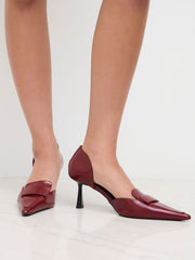 POINTED TOE FAUX LEATHER HEELS
