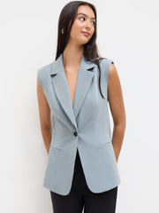 Notched Collar V-neck Button Blazer Vest