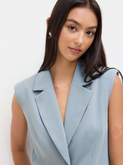 Notched Collar V-neck Button Blazer Vest