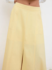 100% Cotton Mid Rise Split Maxi Skirt