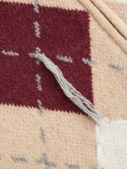 Knit Argyle Pattern Hooded Zip Through Cardigan