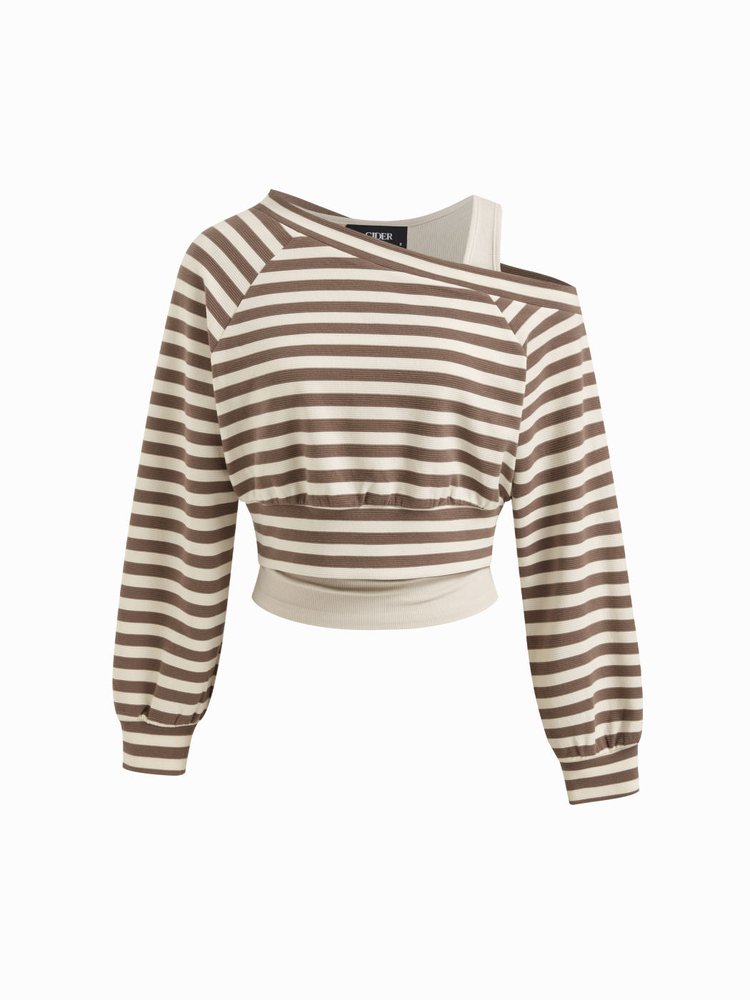 Cotton-blend Asymmetrical Neckline Striped Sweatshirt & Ruched Tank Top