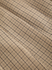 Cotton-blend Collar Plaid Pleated Mini Dress