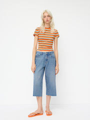 Cider Denim Low Rise Raw Hem Capri Jorts